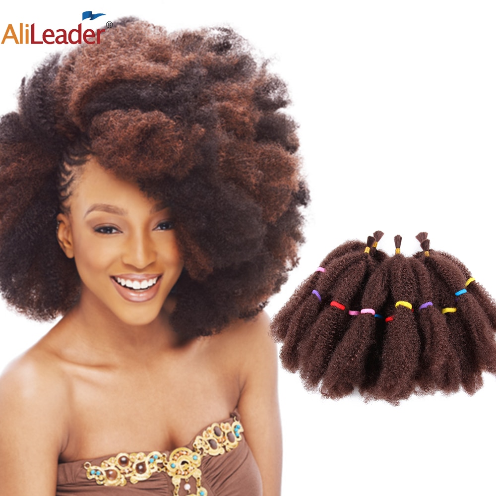 12 Short Marley Crochet Braids Black Brown Natural Afro Kinky Bulk Synthetic Hair Extensions 20 Strands/Pack Alileader Braids